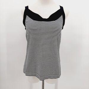Nicaya Size L Vintage Y2K 2000s Style Black & White Striped Bow Tank Top Shell